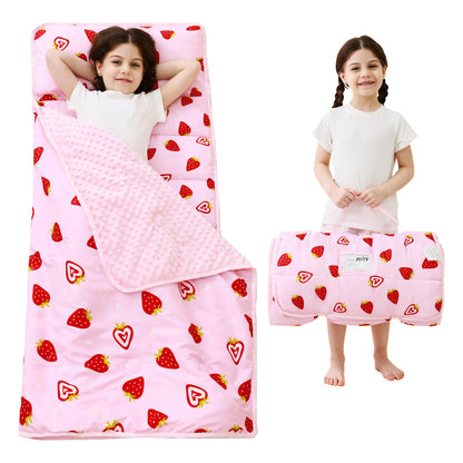 Lasoftan Toddler Nap Mat with Pillow and Blanket, Extra Large Rolled Napping Mats,Slumber Bags for Boys Girls,Kids Sleeping Bag for Daycare, Preschool Travel Camping