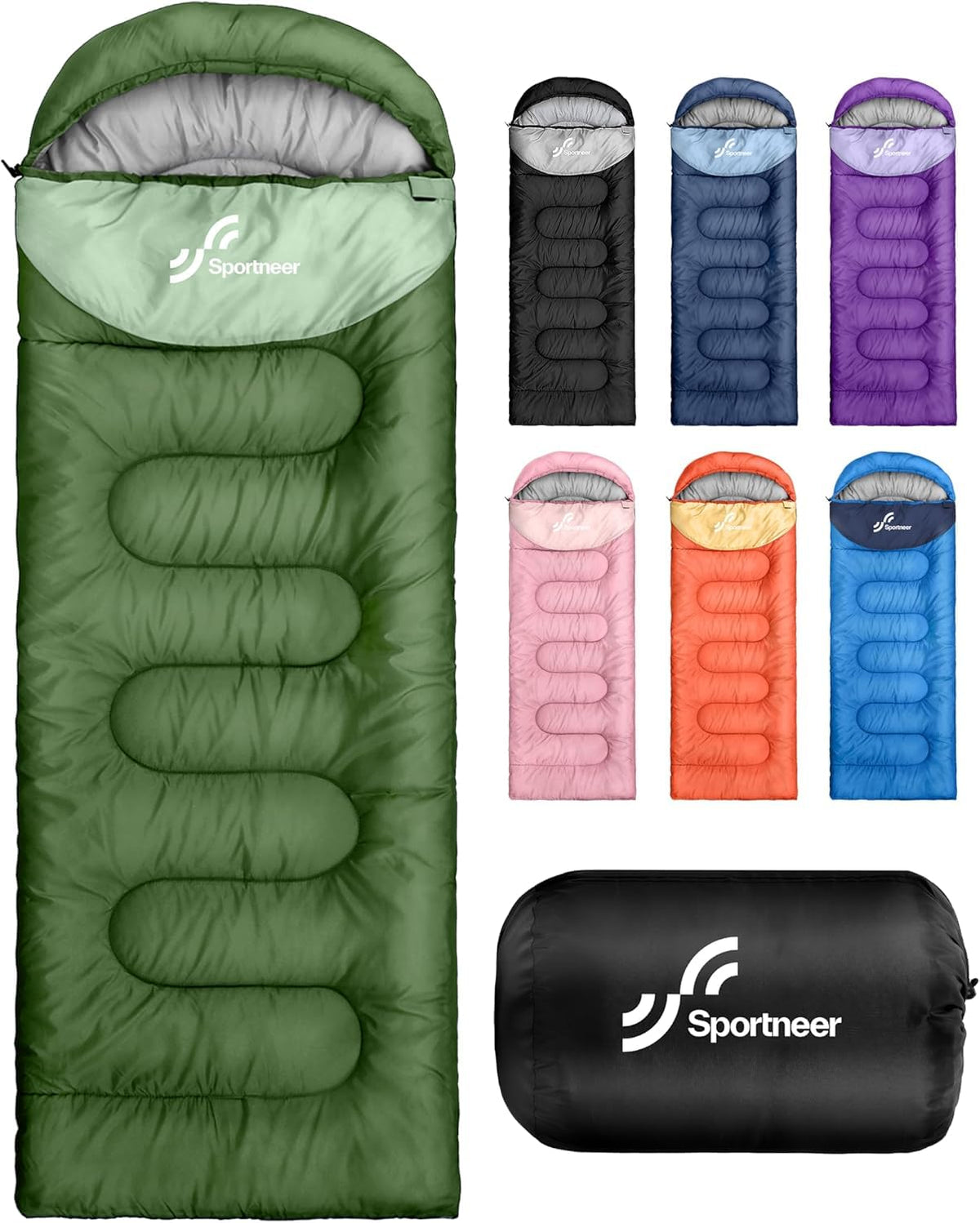 Sportneer Sleeping Bag, 3 Seasons Warm Cold Weather Sleeping Bags for Adults Kids Boys Girls with Compression Sack- Lightweight Camping Essentials Gear Accessories, Backpacking, Hiking