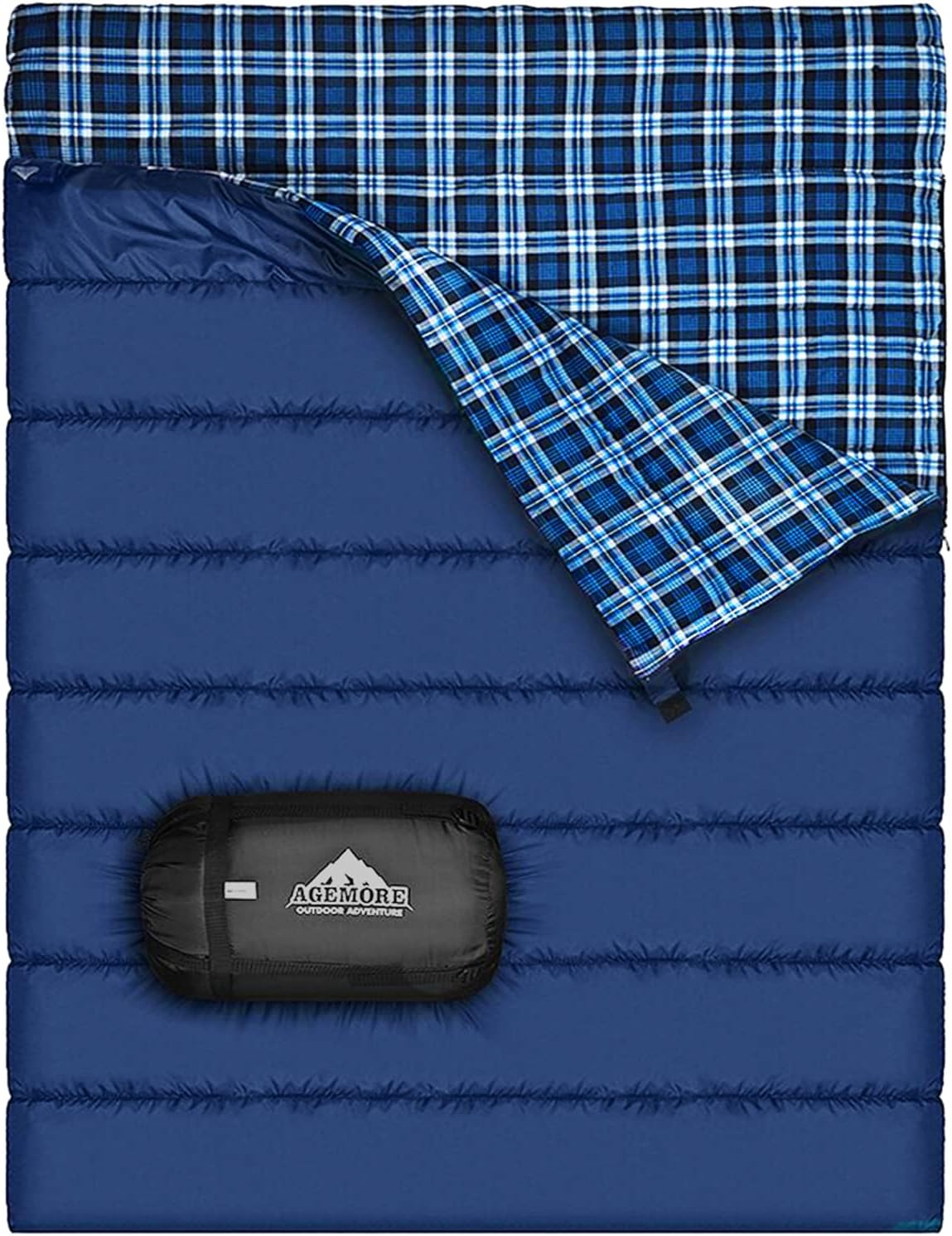 Cotton Flannel Double Sleeping Bag, 2 Person Camping Sleeping Bag