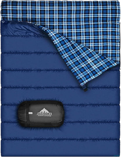 Cotton Flannel Double Sleeping Bag, 2 Person Camping Sleeping Bag