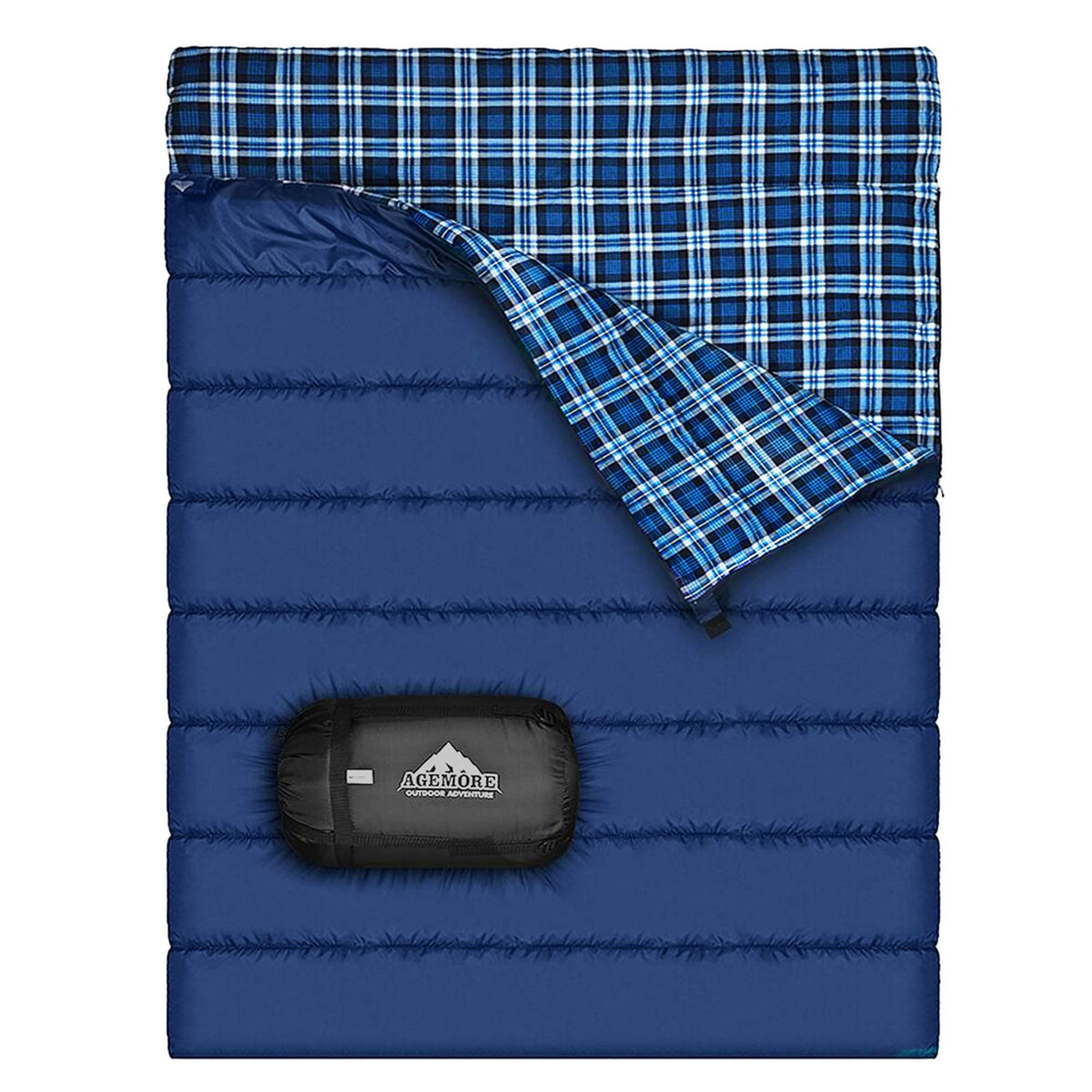 Cotton Flannel Double Sleeping Bag, 2 Person Camping Sleeping Bag