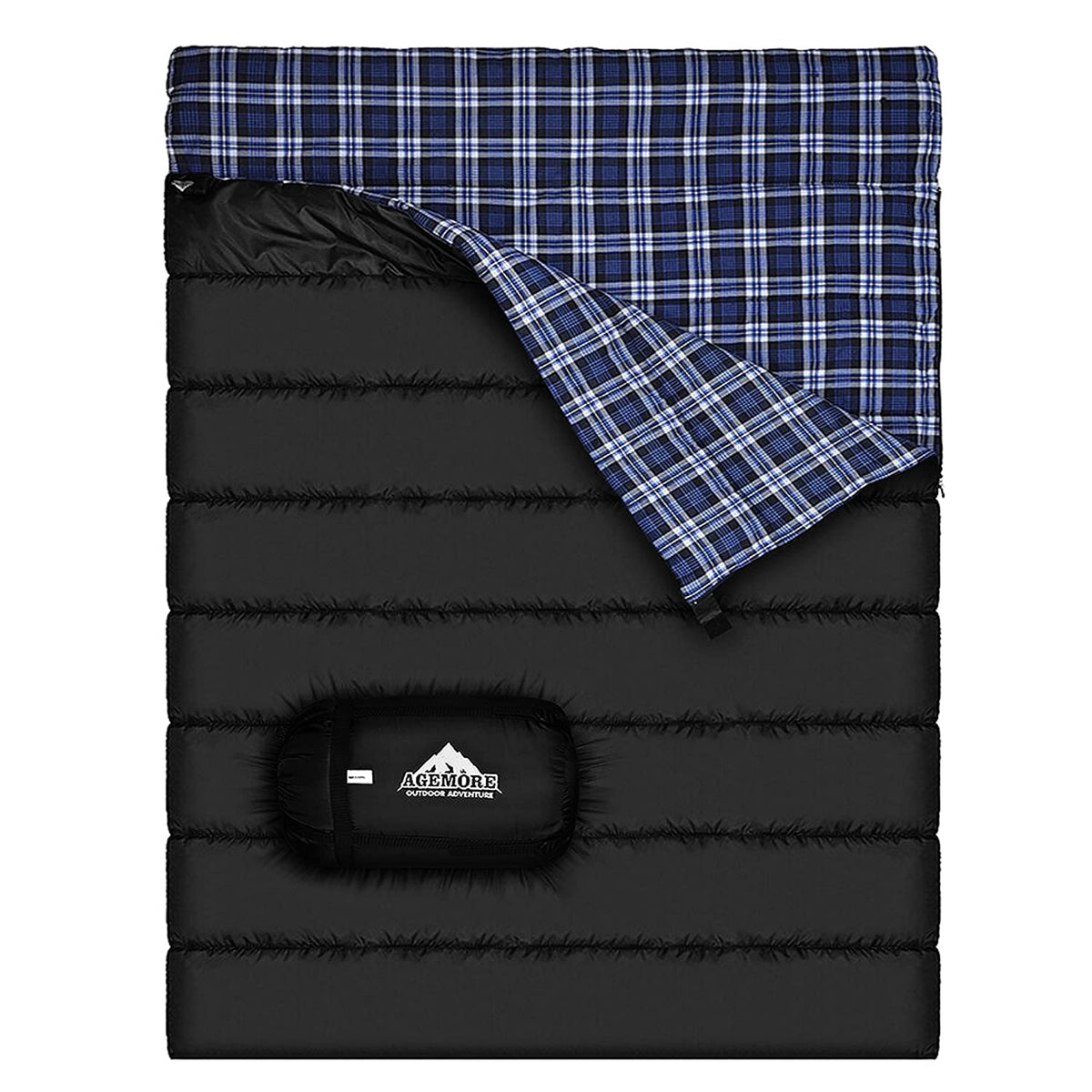 Cotton Flannel Double Sleeping Bag, 2 Person Camping Sleeping Bag