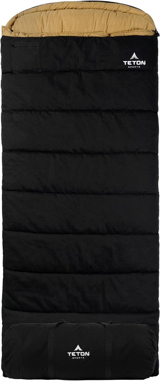 TETON Sports Deer Hunter Sleeping Bag, Warm and Comfortable Camping Sleeping Bag, Teton Tough Canvas Shell for Camping, Hunting, and Cold Weather
