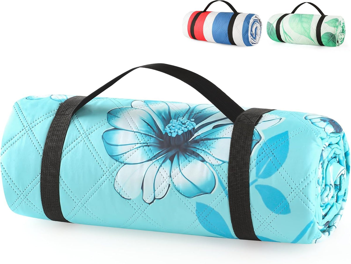 ANJ Outdoors XXL Waterproof Picnic Mat, 79 x 71' Soft Fleece Beach Blanket