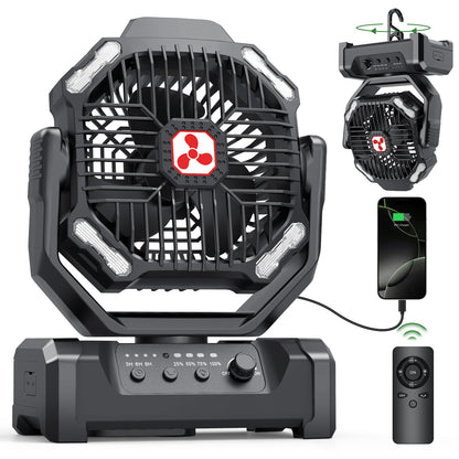 Portable Fan Rechargeable, 20000mAh Cordless Battery Powered Fan with LED Lantern Battery Operated for Travel Bedroom Home Camping Tent Office Beach Desk Fishing Table