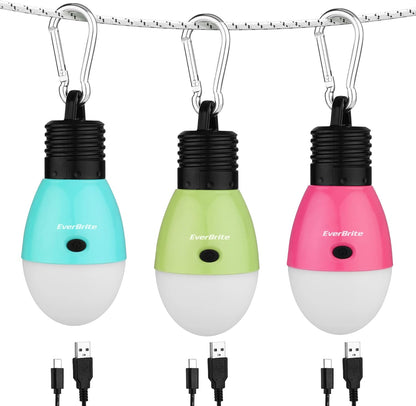 EverBrite Rechargeable Camping Light, 3 Modes with Memory Function, 3 Pack