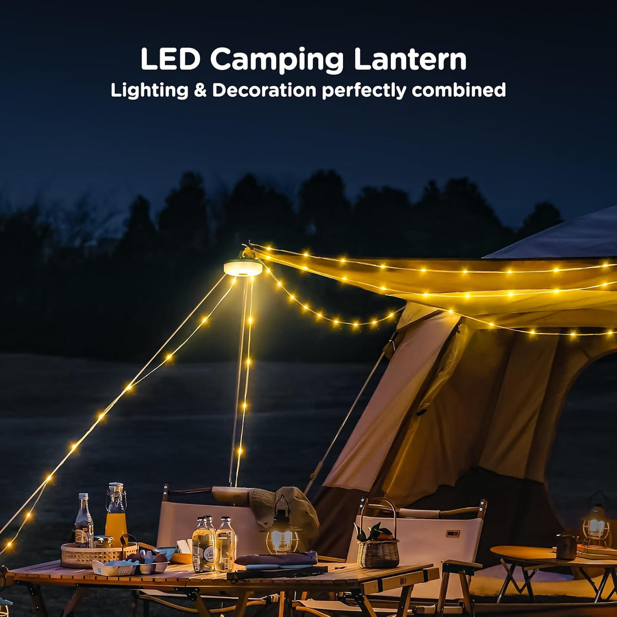 OGERY Camping String Lights 4 in 1, 32.8FT Quick Storage 8 Modes Protable