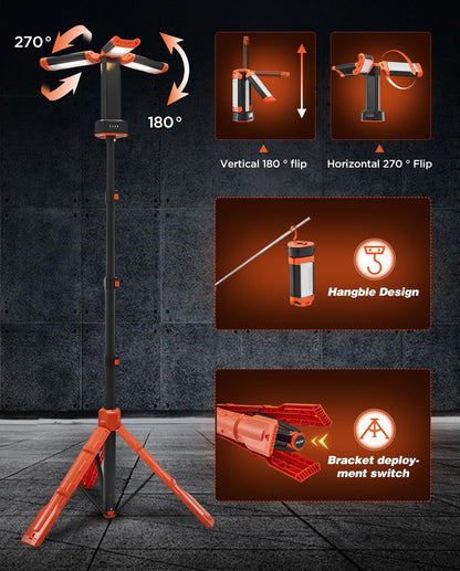 Saker Portable Camping Light with Stand 12000mAh 73.2" Work Light LD10