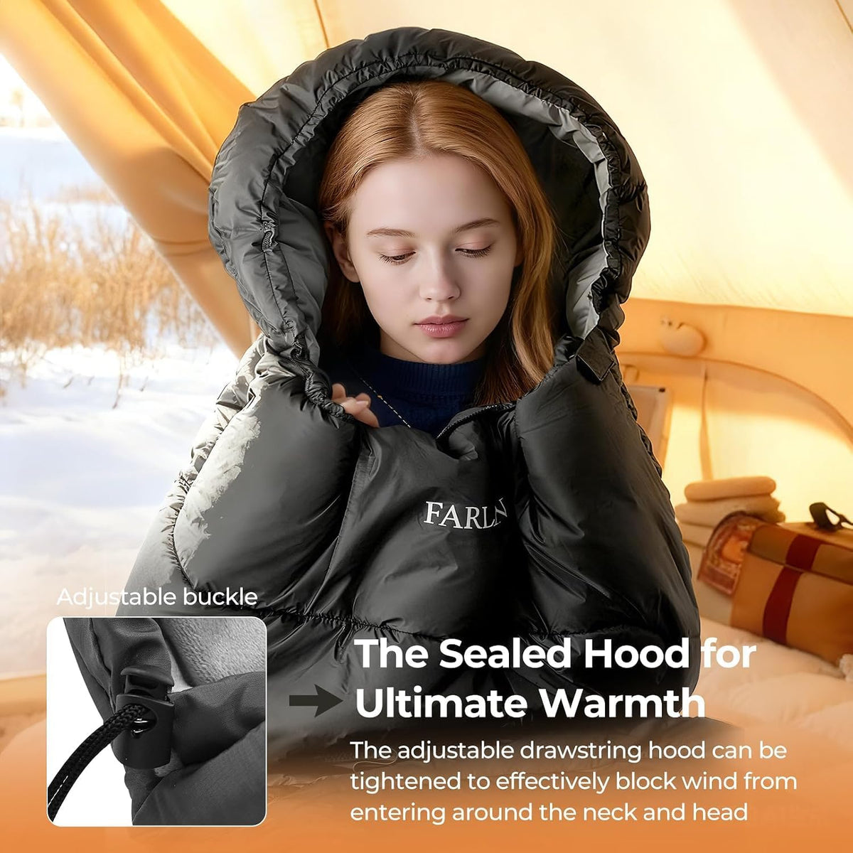 FARLAND Sleeping Bags for Adults Cold Weather & Camping, Fleece-Lined