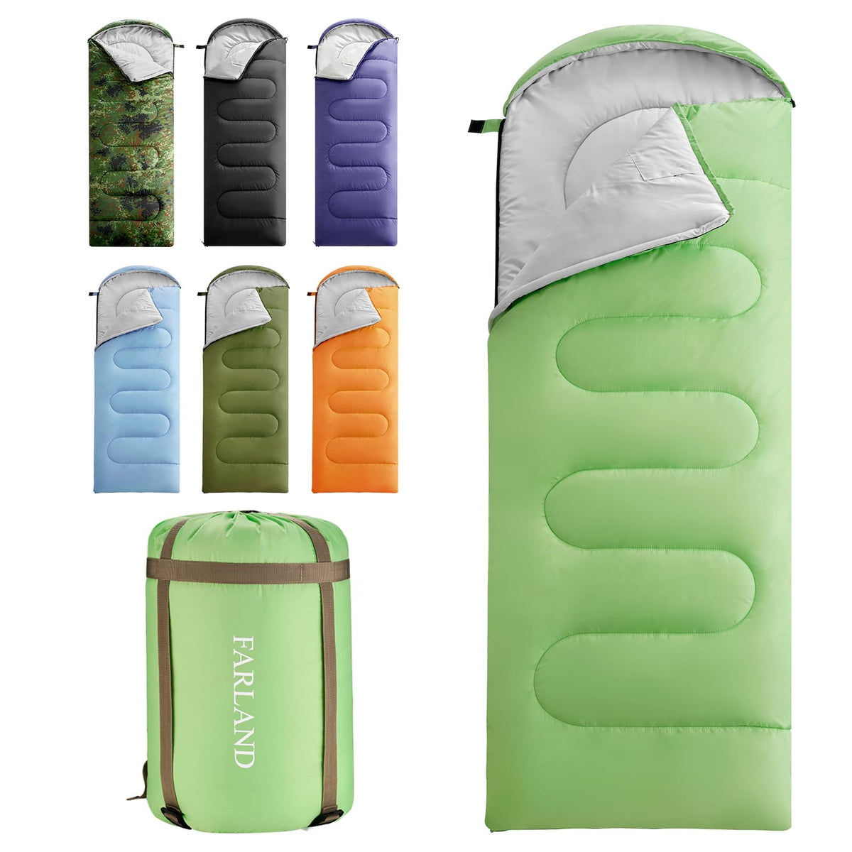 FARLAND Sleeping Bag for Adults, Teens and Kids - 3 Season Camping Gear