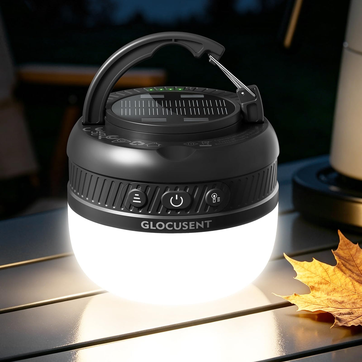 Glocusent 400H Camping Lantern, 5000mAh Rechargeable Lantern, Solar Pocket