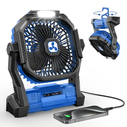 Portable Fan Rechargeable, 20000mAh Cordless Battery Powered Fan with LED Lantern Battery Operated for Travel Bedroom Home Camping Tent Office Beach Desk Fishing Table