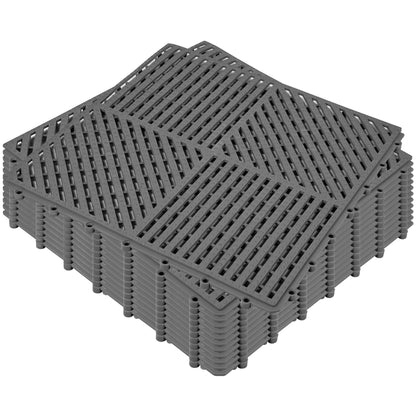 ToLanbbt Modular Interlocking Cushion 12P 11.8" x 11.8" Interlocking Rubber Floor Drain Holes Non-Slip Splicing Drainage Mats for Deck, Shower, Kitchen, Drain Pool, Sauna Bath, Indoor Outdoor (Black)