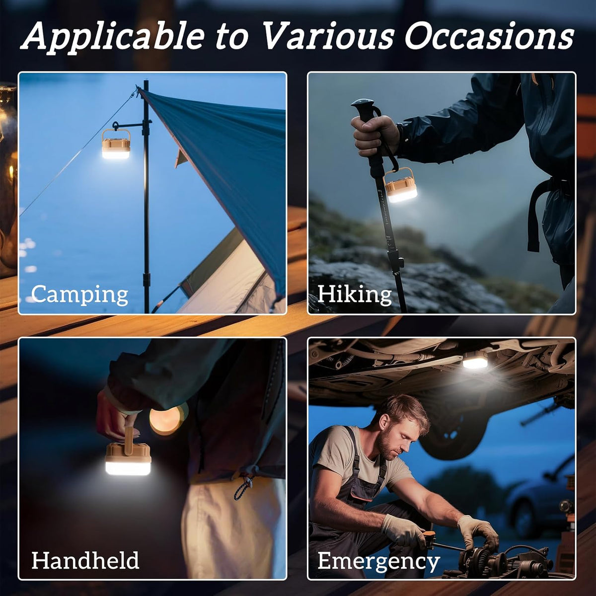 4 Packs Rechargeable Camping Lights LED Camping Lantern