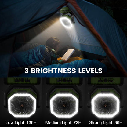 Odoland 30000mAh Camping Fan with LED Lantern, Rechargeable Battery Fan