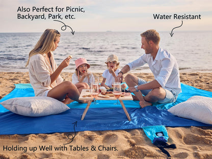 WEKAPO Beach Blanket Sandproof Waterproof, Extra Large Beach Mat, Oversized & Compact Sand Free, Quick Drying Beach Essentials for Vacation, Cruise, Picnic & Camping with Stakes