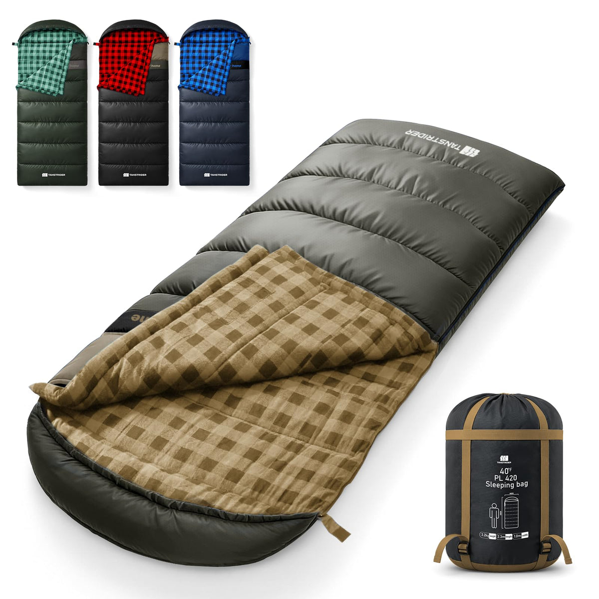 Cotton Flannel XXL Sleeping Bags for Adults Cold Weather