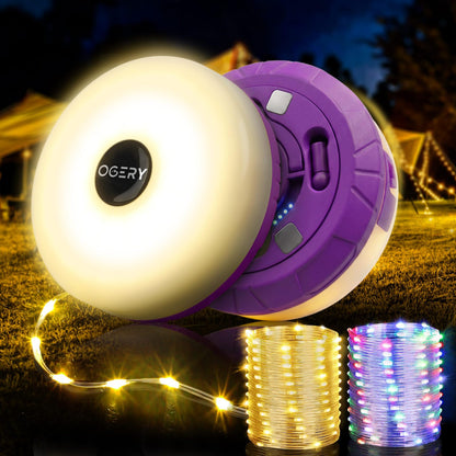 OGERY Camping String Lights 4 in 1, 32.8FT Quick Storage 8 Modes Protable