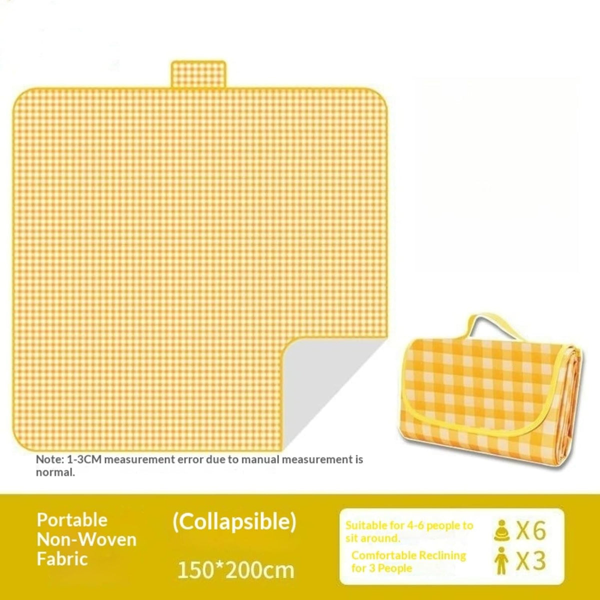 Waterproof Picnic Blanket Outdoor, Thick Moisture-Proof Camping Mat & Beach Pad, Portable Folding Ground Sheet for Patio Lawn, Washable (Multiple Sizes) (Green,200 * 200cm)