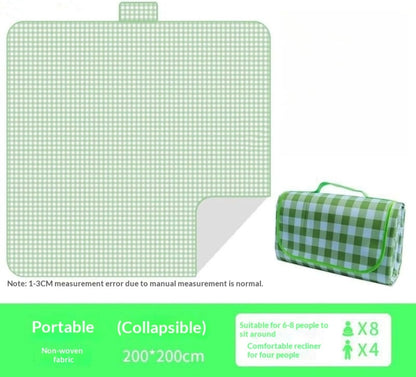 Waterproof Picnic Blanket Outdoor, Thick Moisture-Proof Camping Mat & Beach Pad, Portable Folding Ground Sheet for Patio Lawn, Washable (Multiple Sizes) (Green,200 * 200cm)