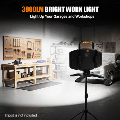 TRESDA 3000LM Rechargeable Work Light, Magnetic LED, Foldable & Portable
