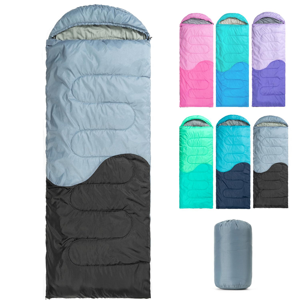 Sleeping Bag - 3 Seasons for Adults Boys Girls Camping Hiking - Warm Cold Weather Lightweight Portable with Compression Bag for Backpacking in Spring, Summer, Fall and Winter