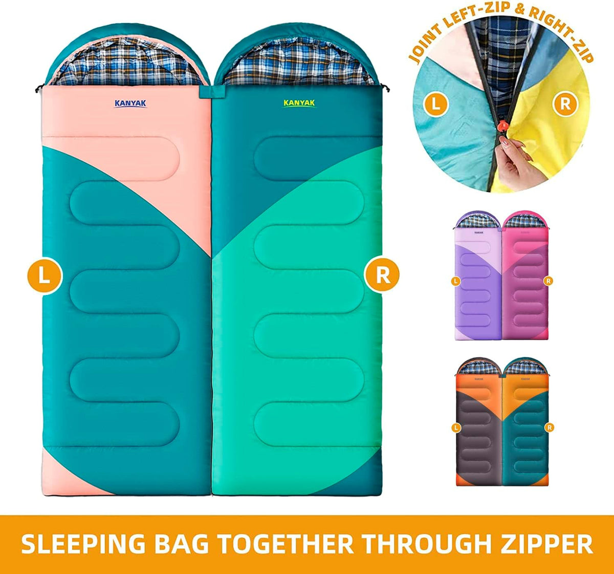 Camping Sleeping Bag for Adults Kids Teens,Waterproof Lightweight