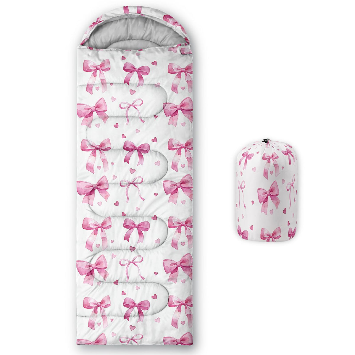 QOOMO Axolotl Cute Camping Sleeping Bags,3 Season Warm & Cool Weather,Lightweight,Waterproof Sleeping Bags for Adults & Kids,Traveling,and Outdoors
