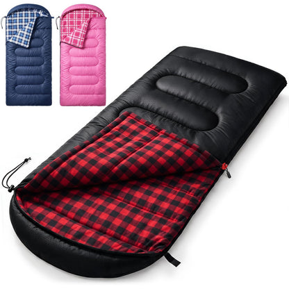 Uniqwamer Sleeping Bag for Adults Kids - 4 Seasons Cold & Warm Weather Flannel Camping Sleeping Bags, Lightweight & Waterproof Sleeping Bag for Camping Hiking Outdoor Travel