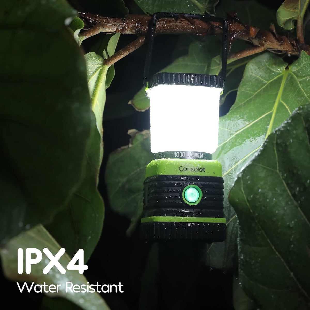 Consciot 1000LM Battery Powered LED Camping Lantern, 4 Light Mode, Dimmable