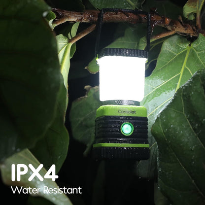 Consciot 1000LM Battery Powered LED Camping Lantern, 4 Light Mode, Dimmable