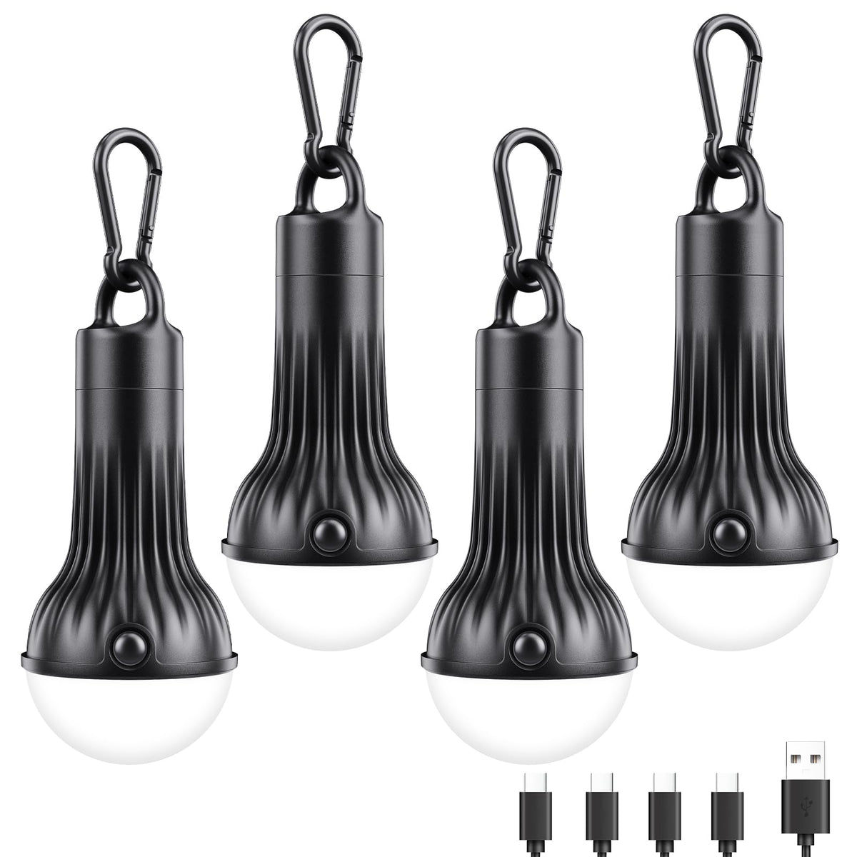 FLY2SKY Rechargeable LED Camping Lights Clip Hook Emergency 3Pcs 1800mAh