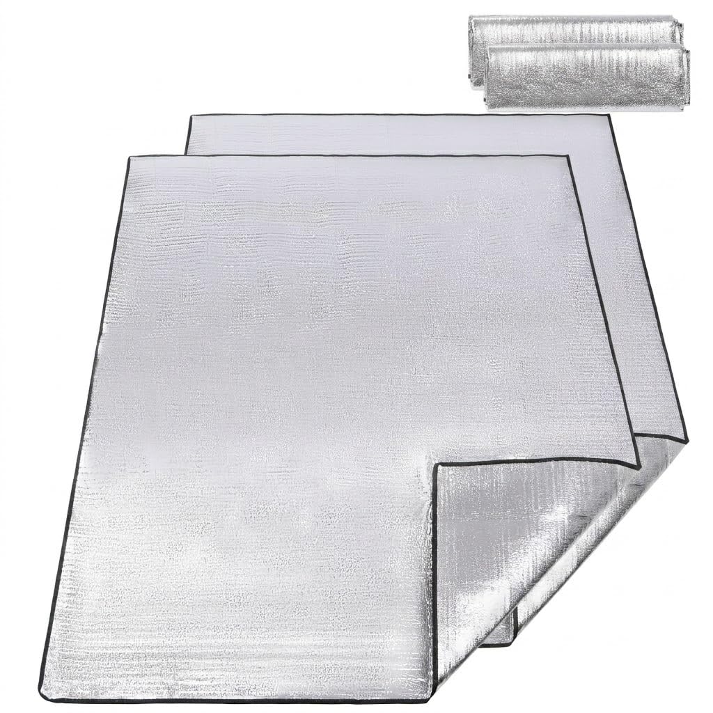 REDCAMP 79"x59" Camping Mat Foam Foil Blanket, Waterproof Aluminum Foil Mat Sleeping Tent Pad for Outdoor Picnic, Camping, Beaches, 1 Pack/2 Pack/4 Pack