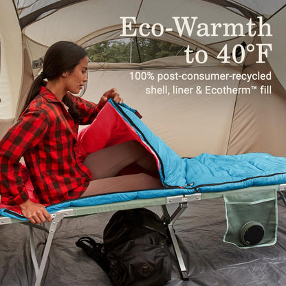 Coleman Flatlands 30/40/50°F Sleeping Bag, Made from 100% Recycled Material, Big & Tall Options, Cool-Weather Sleeping Bag for Camping, Sleepovers, Guests & More