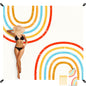 Beach Blanket Sandproof Waterproof, Large Beach Mat for 2-4 Adults with Stakes, Sand Free Compact Lightweight Picnic Blankets, Beach Essentials Necessities Accessories Must Haves-Colorful Rainbow Wave
