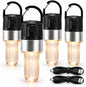 pearlstar Rechargeable Camping Light for Tent, 4 Pack Black, 4 Mode