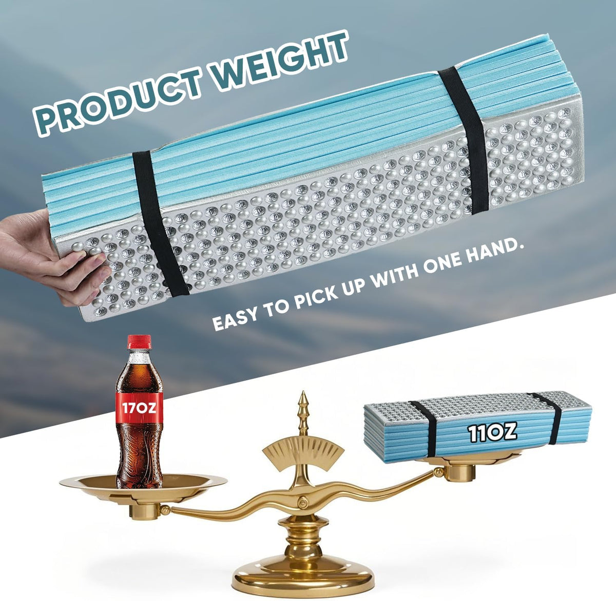 Ultralight Foam Sleeping Pad, Waterproof Closed Cell Foam Pad for Superior Insulation, Folding Sleeping Mat for Compact Storage, Foldable and Portable for Hiking and Camping