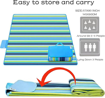 Lchkrep Picnic Blanket Beach Blankets 80"x60" Large Sandproof Waterproof Camping Portable Travel Blanket Play Mat for Outdoor Indoor Family Beach Park Grass,Hiking, Music Festival
