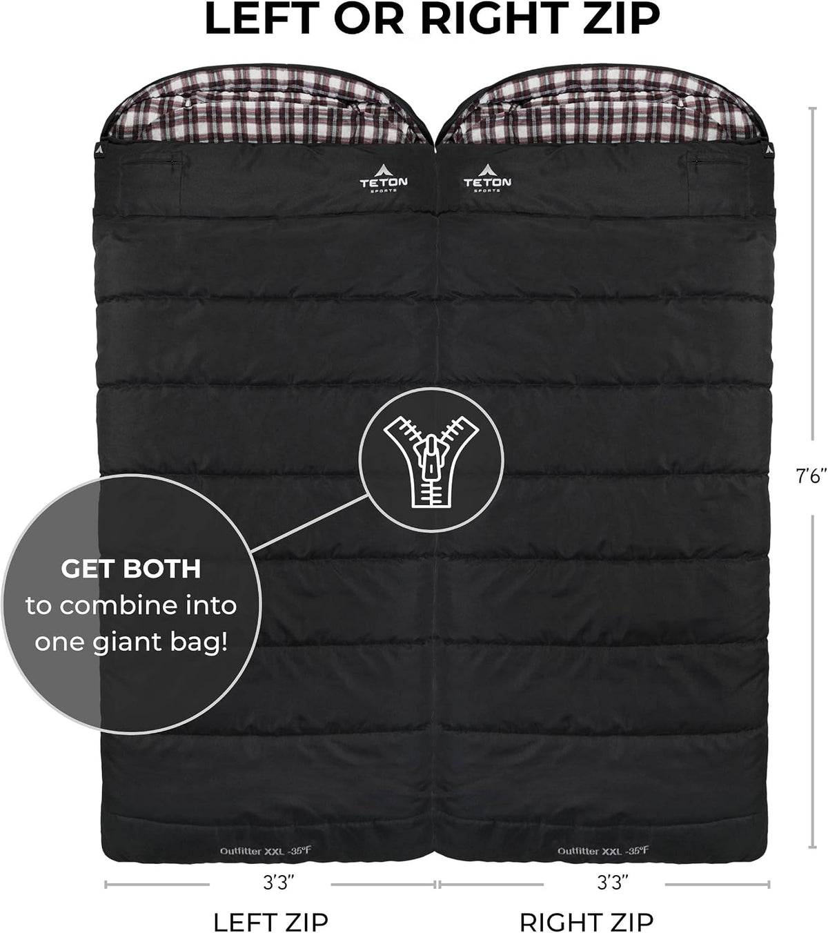 TETON Sports Outfitter -35F Sleeping Bag for Adults, Canvas Shell