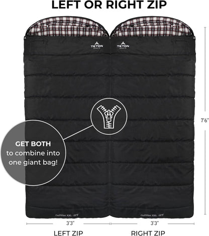 TETON Sports Outfitter -35F Sleeping Bag for Adults, Canvas Shell