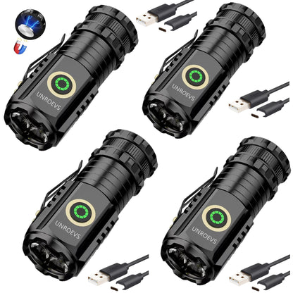 UNROEVS 2 Pack Mini Flashlights,Rechargeable flashlights 2550 Lumens