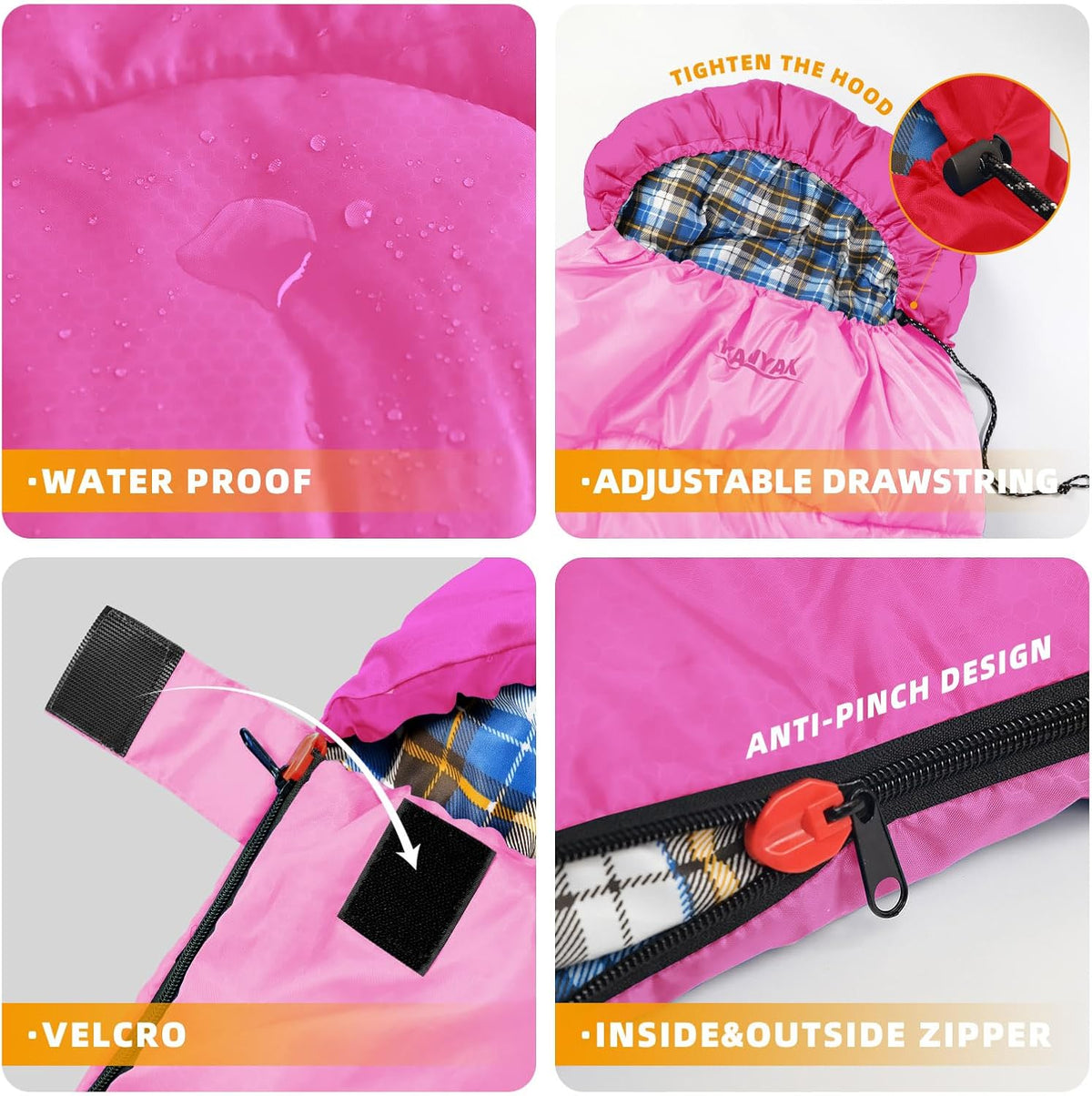 Camping Sleeping Bag for Adults Kids Teens,Waterproof Lightweight