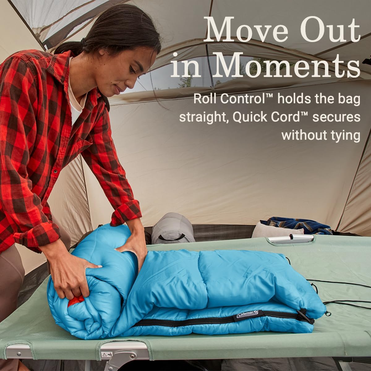 Coleman Flatlands 30/40/50°F Sleeping Bag, Made from 100% Recycled Material, Big & Tall Options, Cool-Weather Sleeping Bag for Camping, Sleepovers, Guests & More