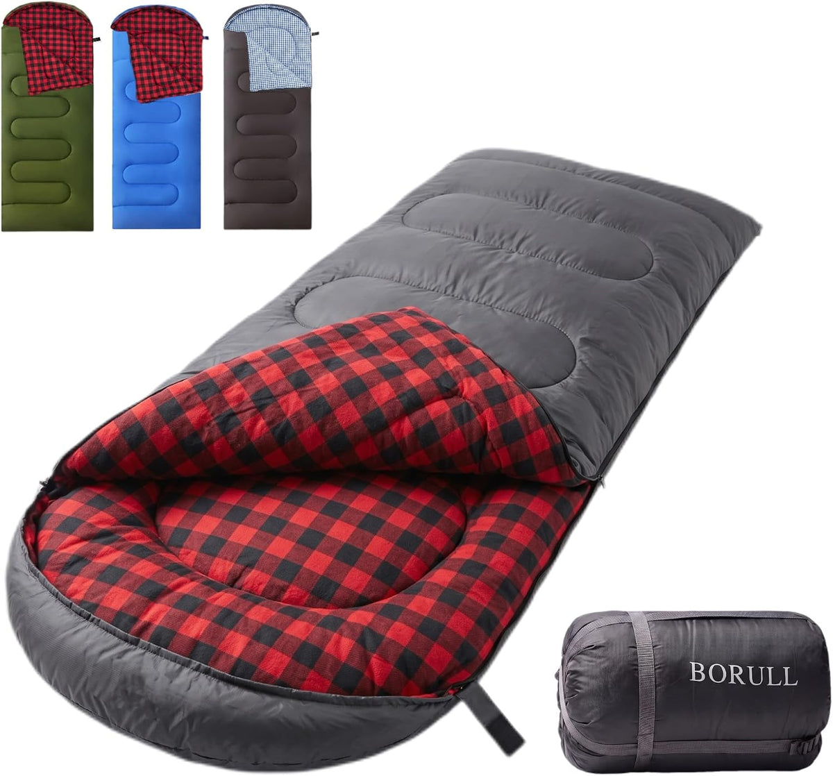 Winter Flannel Sleeping Bags XL for Big & Tall Adults, Cold Weather Camping