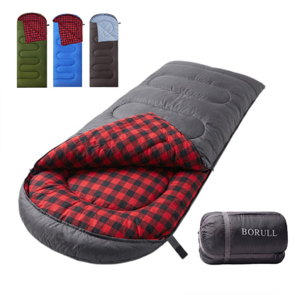 Winter Flannel Sleeping Bags XL for Big & Tall Adults, Cold Weather Camping