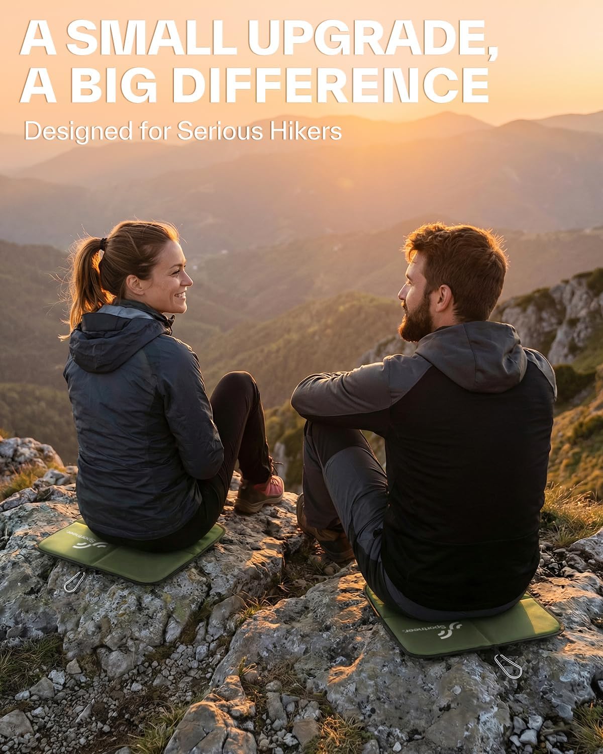 Sportneer Sitting Pad, Lightweight Waterproof Folding Seat Pad for Backpacking, 15.75'' x 15.75'' Portable Camping Seat Mat for Hiking, Picnics & Outdoor Use