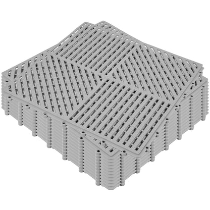 ToLanbbt Modular Interlocking Cushion 12P 11.8" x 11.8" Interlocking Rubber Floor Drain Holes Non-Slip Splicing Drainage Mats for Deck, Shower, Kitchen, Drain Pool, Sauna Bath, Indoor Outdoor (Black)