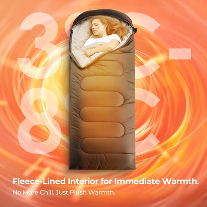 FARLAND Sleeping Bags for Adults Cold Weather & Camping, Fleece-Lined
