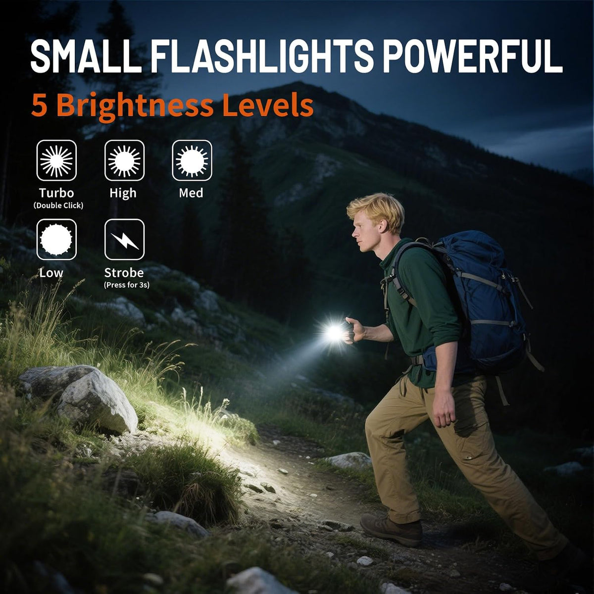 UNROEVS 2 Pack Mini Flashlights,Rechargeable flashlights 2550 Lumens
