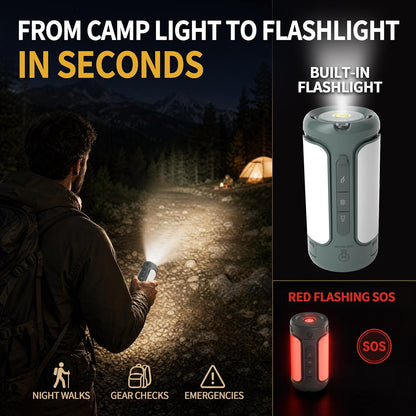 Camping Lantern Rechargeable, 3-in-1 Foldable Tent Light & Flashlight, 1500LM, 10000mAh, IP54 Water Resistant, 1/4" Screw Base, Stepless Dimming, 5 Modes for Camping, Hiking, Power Outages